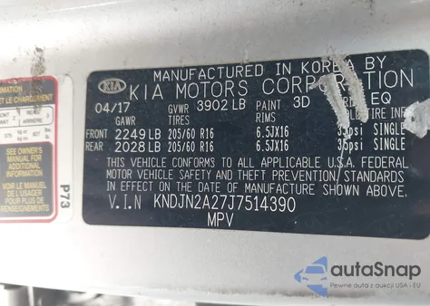 2018 Kia Soul z USA, uszkodzony, nr VIN KNDJN2A27J7514390